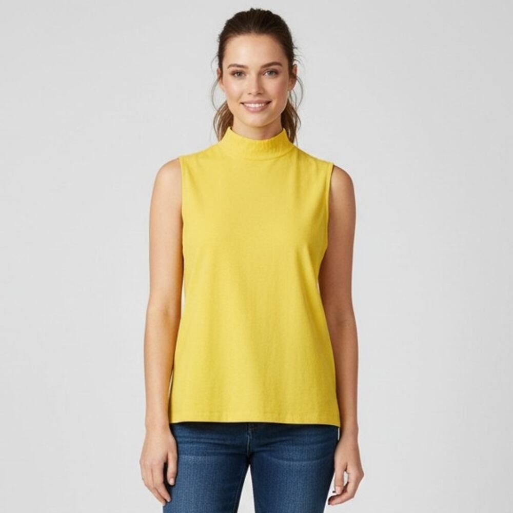 Vtg SG Sport Collection Womens Top Sz L Yellow Sleeveless Keyhole Back Blouse